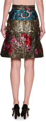 Dolce & Gabbana Floral Mixed Jacquard Miniskirt, Multicolor