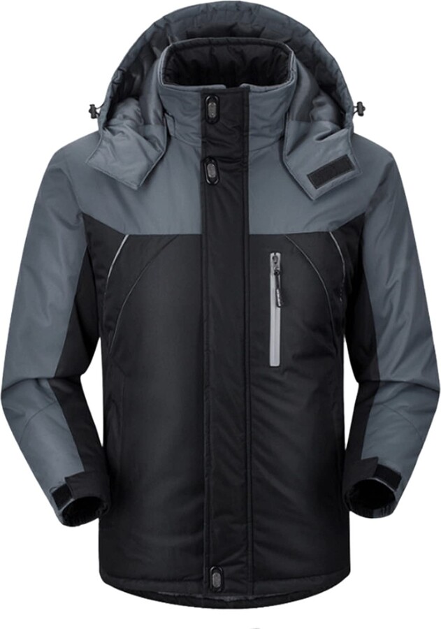 Kutook Winter Jacket Mens Padded Casual Warm Jackets Windproof Outdoor Coats with Detachable Hood 