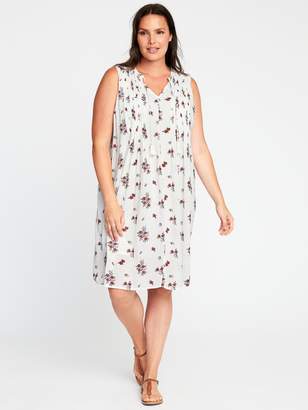 Old Navy Printed Pintucked Plus-Size Swing Dress