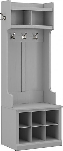 Bush Furniture Woodland 24W Hall Tree and Small Shoe Bench with Shelves, Cape Cod Gray (WDL008CG)