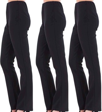 VR7 Ladies (Pack of 3) Stretch Bootleg Trousers Ribbed Women
