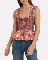 Thumbnail for your product : Ganni Charron Smocked Red Tank