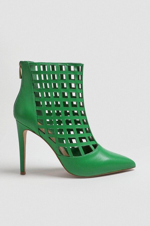 Karen Millen Leather Caged Ankle Boot ShopStyle