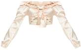 Thumbnail for your product : PrettyLittleThing Nude Satin Tie Front Crop Blouse