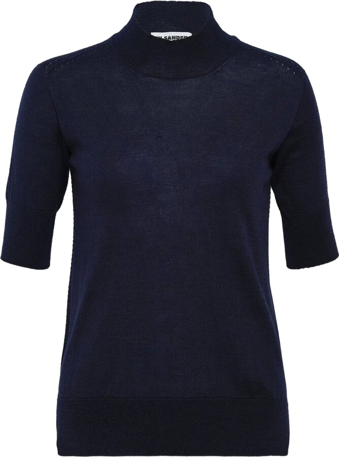 High-Neck Short-Sleeve Sweater