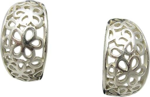 Etsy sterling Silver Floral Earrings Hoops Genuine Solid Hallmarked 925 Nickel Free