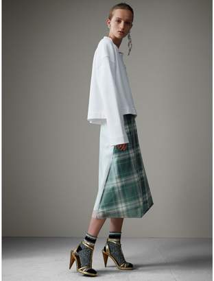 Burberry Silk-lined Tartan Plastic A-line Skirt