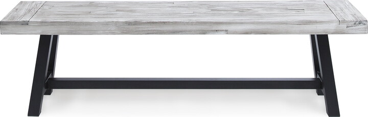 Noble House Jubilee Acacia Wood Dining Bench in Light Gray