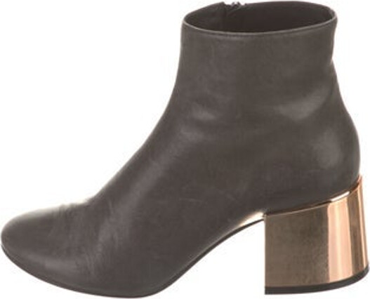 MM6 Maison Margiela Leather Ankle Boots Grey Square-Toes Exposed Zip Closure at Sides Unfortunately, due to restrictions, this item may not be eligible for shipping in all areas.