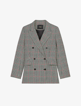 Maje Voldita checked double-breasted wool-blend blazer