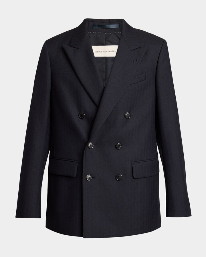 Dries Van Noten Men's Buforden Double-Breasted Wool Jacket