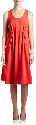 Kenzo Sleeveless Drawstring Jersey Dress, Red