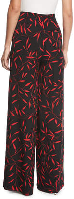 Diane von Furstenberg Floral-Print Wide-Leg Silk-Blend Pants