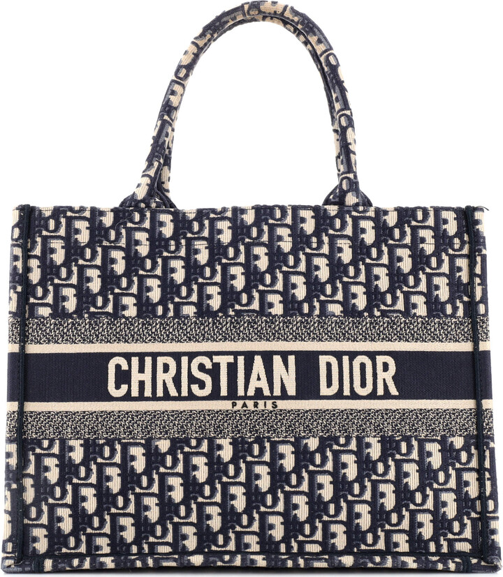 Christian Dior Book Tote Embroidered Canvas Large - ShopStyle