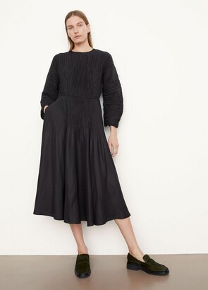 Vince Micro-Pleated Boat Neck Dress
