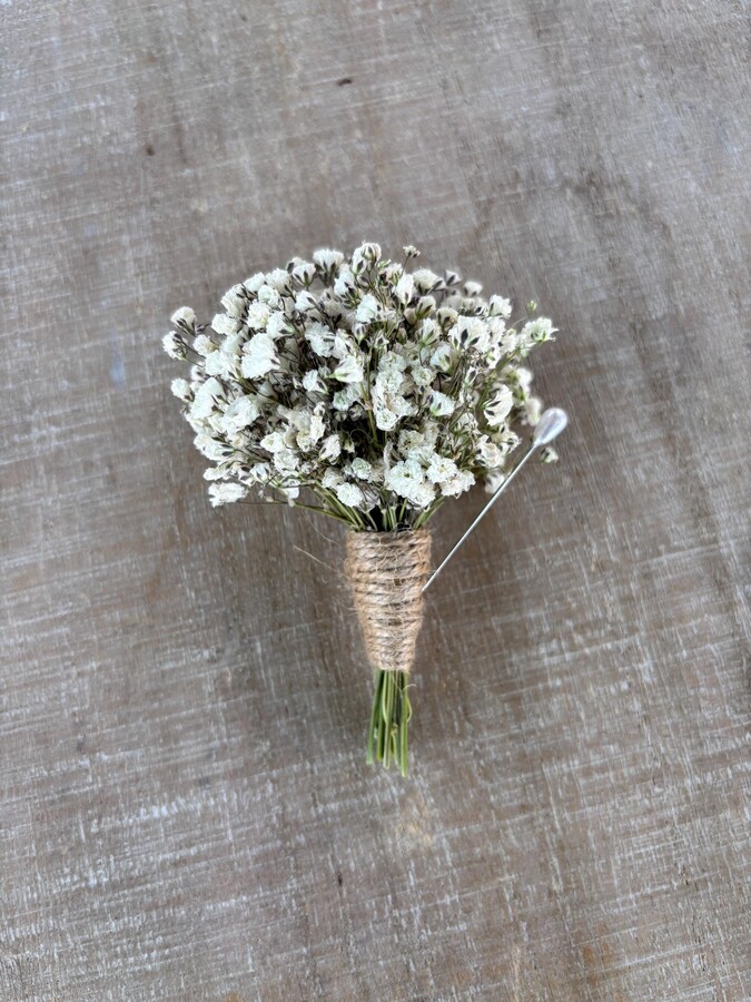 Etsy Dried Babies Breath Boutonnière - Rustic Twine Wrap