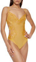 Thumbnail for your product : La Perla Ambra Leavers Lace And Stretch-tulle Bodysuit