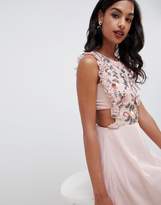 Thumbnail for your product : ASOS Design DESIGN midi dress with pinny bodice in 3D floral embellishment
