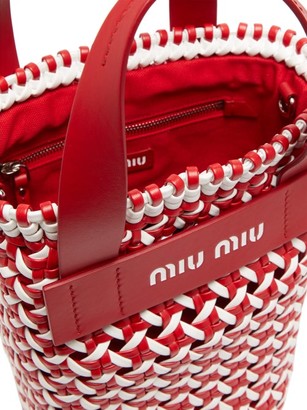 Miu Miu Woven Leather Bucket Bag - Red White