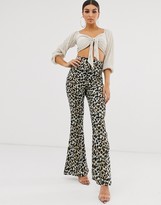 Thumbnail for your product : ASOS DESIGN crop top with tie front in plisse