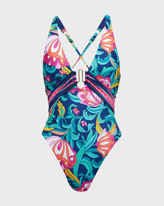 Trina Turk India Garden Asymmetric One-Piece Swimsuit