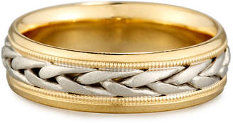 Eli Gents Two-Tone Braided 18K Gold Wedding Band Ring, Size 10