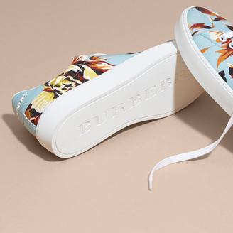 Burberry Peony Rose Print Canvas and Leather Trainers