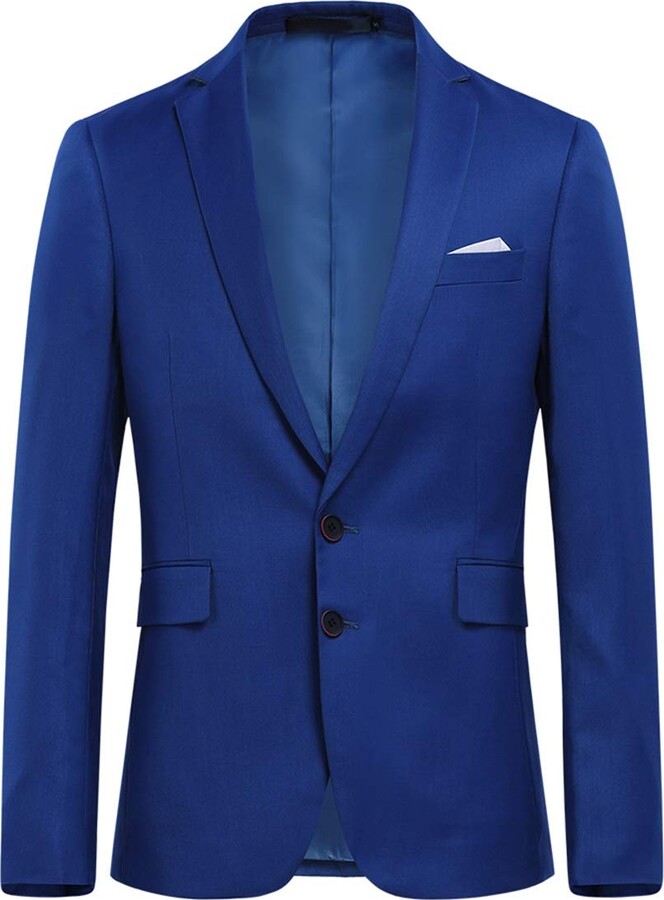 Allthemen Mens Slim Fit Casual Blazer 2 Buttons Formal Business Suit