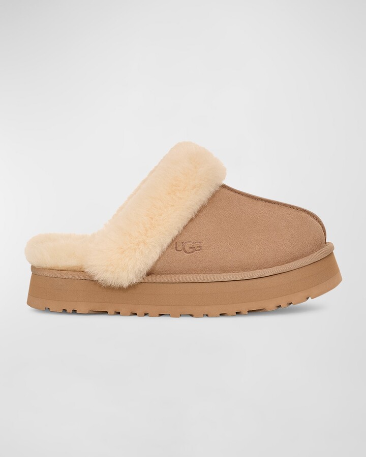 Disquette Suede & Shearling Platform Slippers