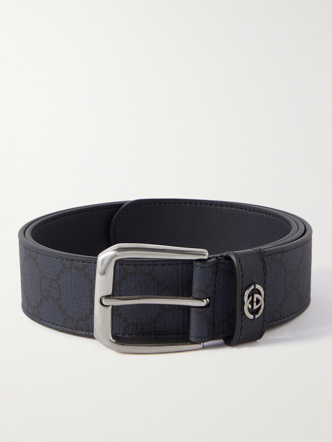 3.5cm Full-Grain Leather-Trimmed Monogrammed Supreme Coated-Canvas Belt
