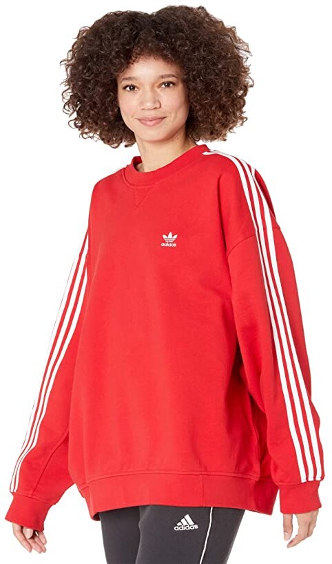 adidas 3-Stripes Oversized Sweatshirt Women's Clothing - ShopStyle  Activewear Tops