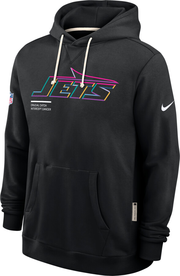 New York Jets Crucial Catch Sideline Nike Men's Dri-FIT NFL Pullover Hoodie in Black | 03AZ00AZUP-HAT
