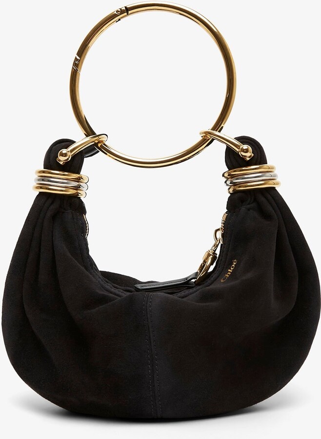 Bracelet black mini suede hobo bag
