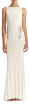 Thumbnail for your product : Badgley Mischka Beaded Back-Drape Gown
