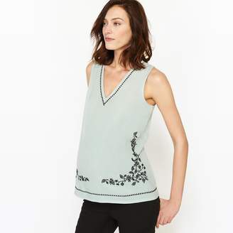 La Redoute MATERNITY Dual Fabric Maternity T-Shirt with Embroidered Detail