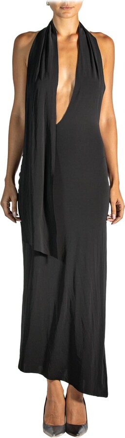 1stDibs Morphew Collection Black Poly/nylon Jersey Slinky Wrap Dress