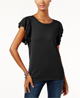 INC International Concepts Petite Ruffle-Sleeve Sweater, Only at Macy's