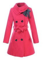 Thumbnail for your product : KMFEEL Women Wool Blend Coat Slim Trench Long Jacket with Belt Large Grey