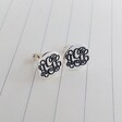 Etsy Personalized Monogram Earrings, Silver Stud Earrings, Custom Any Initial Earings, 3 Initial Earrings, Christmas Gift