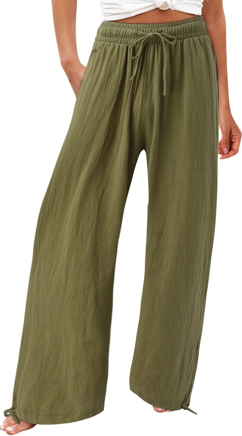 Ladies Women Plus Size Palazzo Trousers Summer Baggy Wide Leg Bottoms Pants  6-20 | eBay