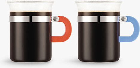 Bodum Dark Coral and Pale Blue x Moma Chambord Stainless-Steel Set Of Two Tea Glasses 0.3L