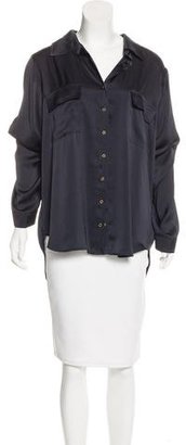 L'Agence Satin Button-Up Blouse