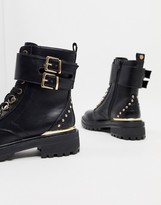 Thumbnail for your product : Lipsy stud detail biker boot in black