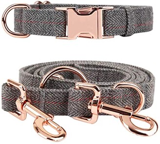 BYLEEDUR Heavy Duty Dog Collar and Leash (6.6') Set, Exceptionally Elegant with Rose Gold, 3 Adjustable Lengths & Timeless, Soft and Comfortable