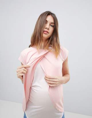 ASOS Maternity Nursing DESIGN Maternity Nursing t-Shirt with wrap overlay