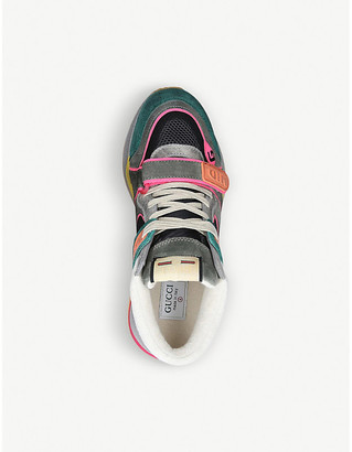 Gucci G-Line mid-top leather and textile trainers