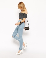 Thumbnail for your product : ASOS Jameson High Waist Denim Jeggings in Distressed Light Wash Blue With Ripped Knees