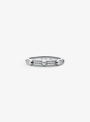 Michael Kors Sterling Silver Studded Pave Ring