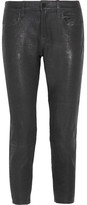 Thumbnail for your product : Frame Le Garcon Stretch-leather Slim Boyfriend Pants - Charcoal