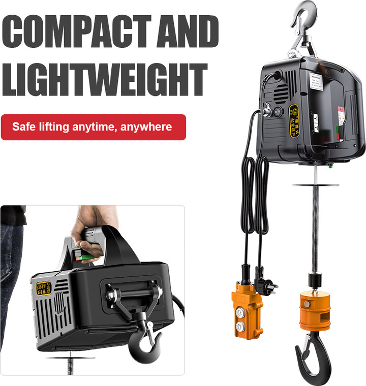 other 1500W Remote Control Air Conditioner Crane Mini Electric Hoist Portable Small Crane Home Lifting Machine 220V